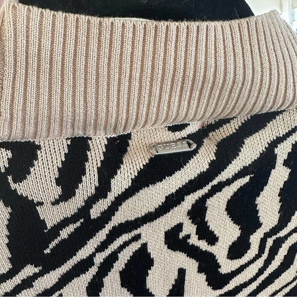 Guess Madam Zebra Printed Tan Thick Long Cardigan - Picture 9 of 16